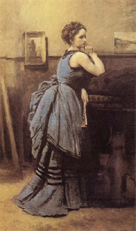 Woman in Blue, Jean Baptiste Camille  Corot